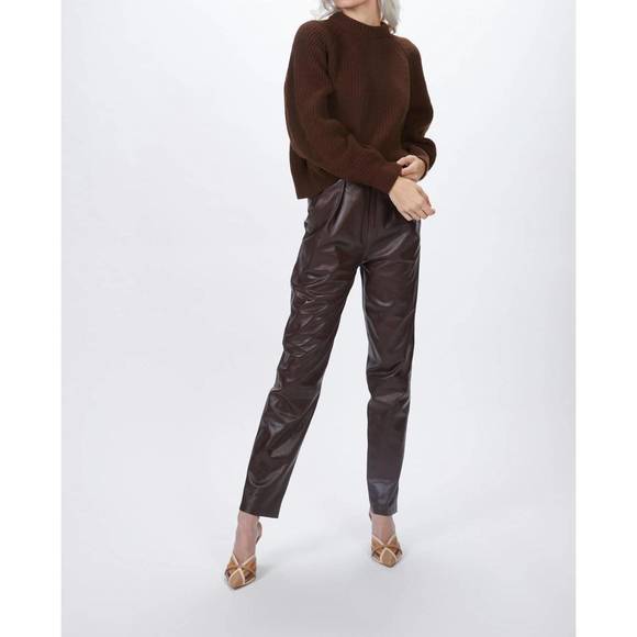 NEW ZEYNEP ARCAY pleated leather pants in plum - Picture 1 of 6